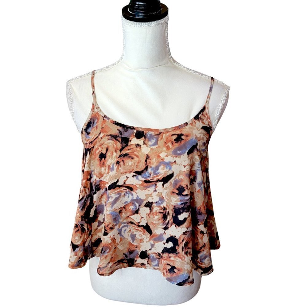 Soprano Spaghetti Strap Flowy Evening Blouse Brown‎ and Blue Colors in Small